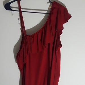 Lane Bryant one shoulder ruffle top